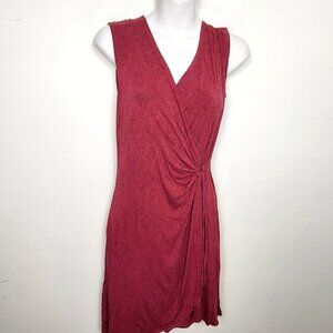 Nomads cranberry floral print hemp "Eden" wrap dress. Size small